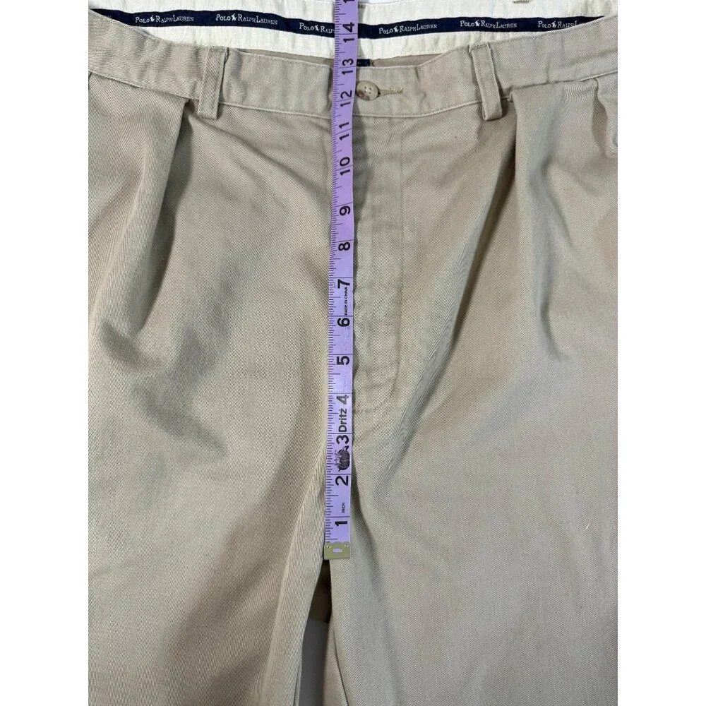 Polo Ralph Lauren Pleated Chino Pants Men‎ 38x32 Khaki Cotton Dress Casual